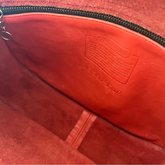 COACH Vintage 1980’s Lightweight Flap Drawstring Bag in Coral Red - RARE - Picture 14 of 16